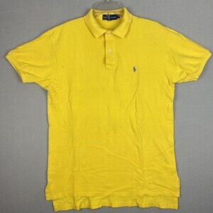 Vintage Polo Ralph Lauren Shirt Men’s M Yellow Collared Short Sleeve Made in USA